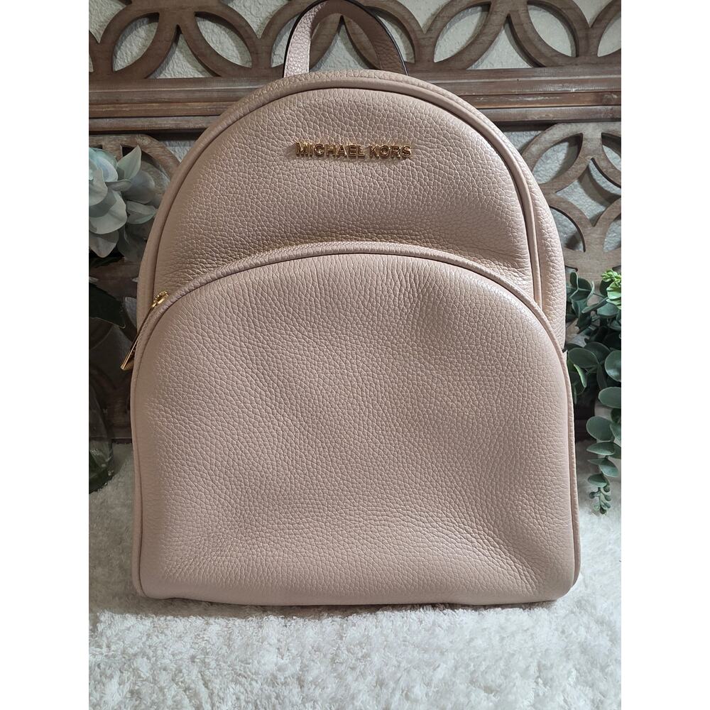 Michael Kors Abbey Medium Pebbled Leather Backpack Soft Pink